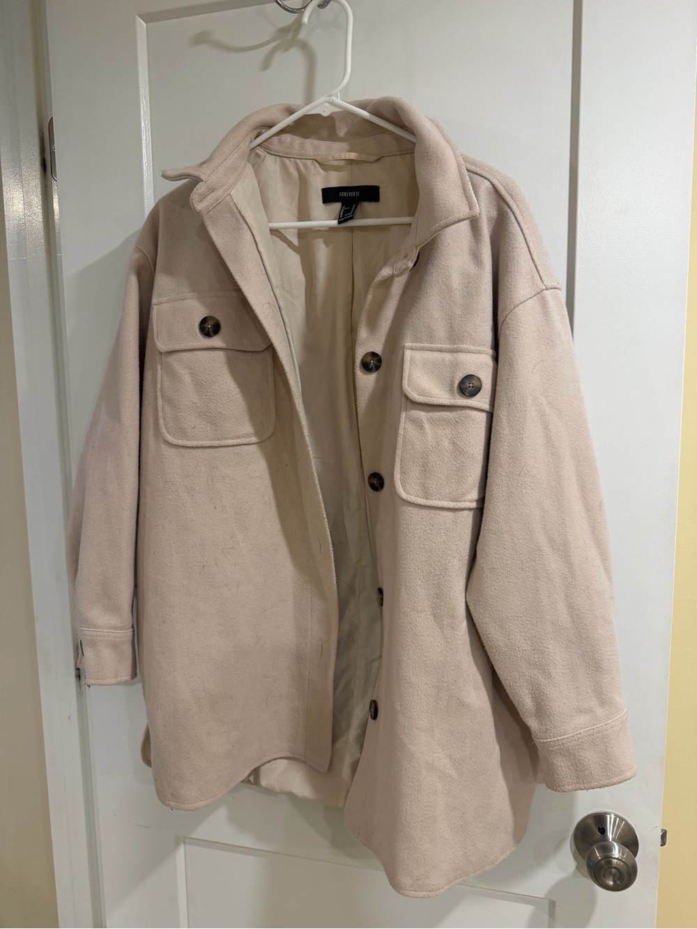 Forever 21 Light Cream Button-Front Utility Jacket